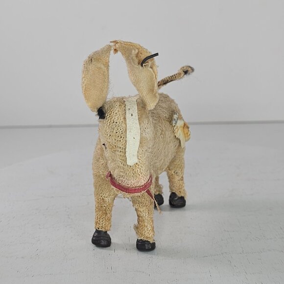 Antique Japan Working Mohair Windup Toy Donkey With Bug On Hip Missing Key AS IS - Picture 2 of 9